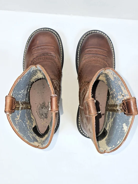 Ariat Fatbaby Brown Leather Chunky Embroidered Western Cowboy Boots Women's 7.5 - Picture 8 of 12